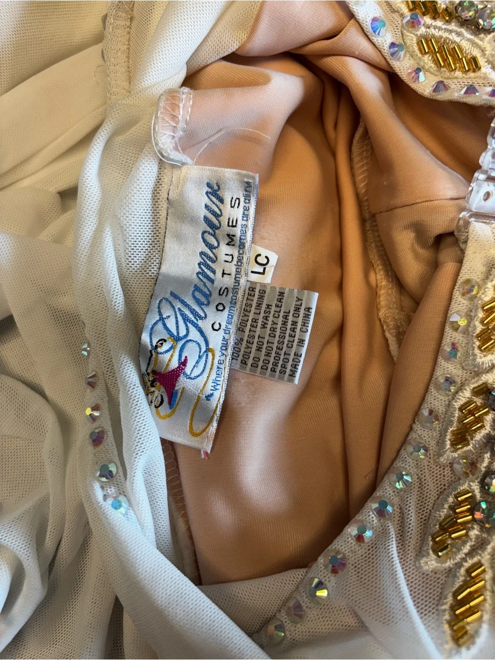 Glamour Embellished White lyrical costume with headpiece